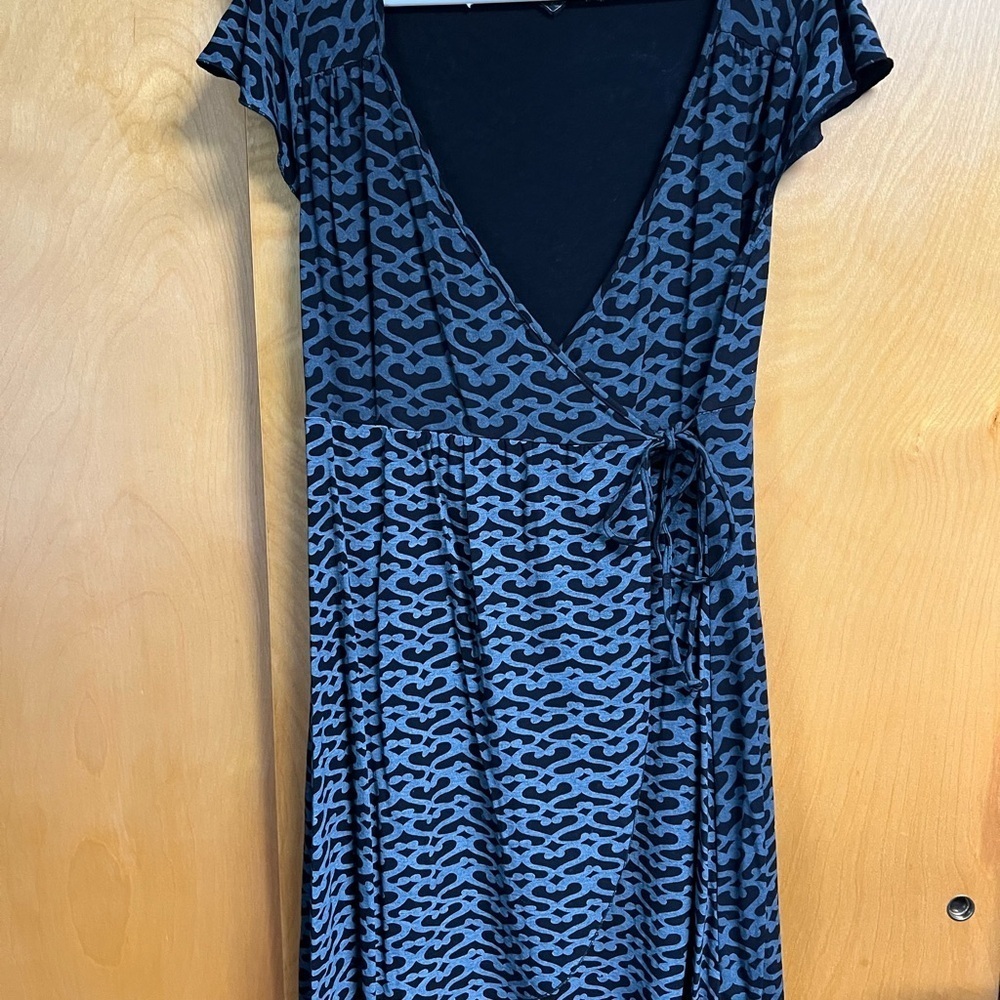 Fresh Produce Black and Gray Wrap Dress
